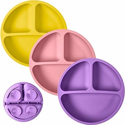 Rainbow Silicone Feeding Set Silicone Divided Suction Plate Three Component